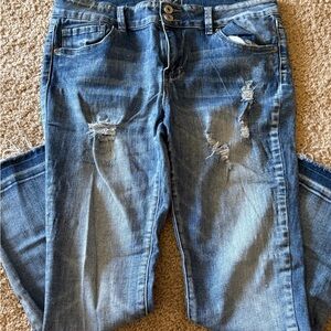 Distressed Blue Jeans